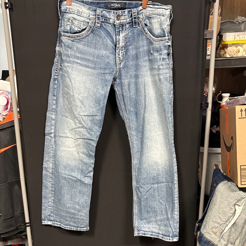 Silver Jeans Men's Relaxed Fit Faded Blue Denim